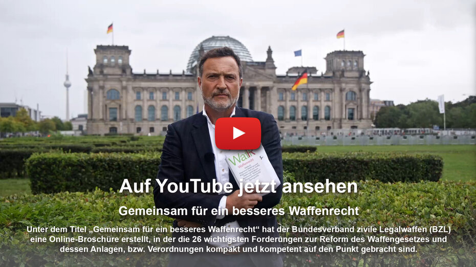 Unter dem Titel „Gemeinsam für ein besseres Waffenrecht“ hat der Bundesverband zivile Legalwaffen (BZL)eine Online-Broschüre erstellt, in der die 26 wichtigsten Forderungen zur Reform des Waffengesetzes und dessen Anlagen, bzw. Verordnungen kompakt und kompetent auf den Punkt gebracht sind.